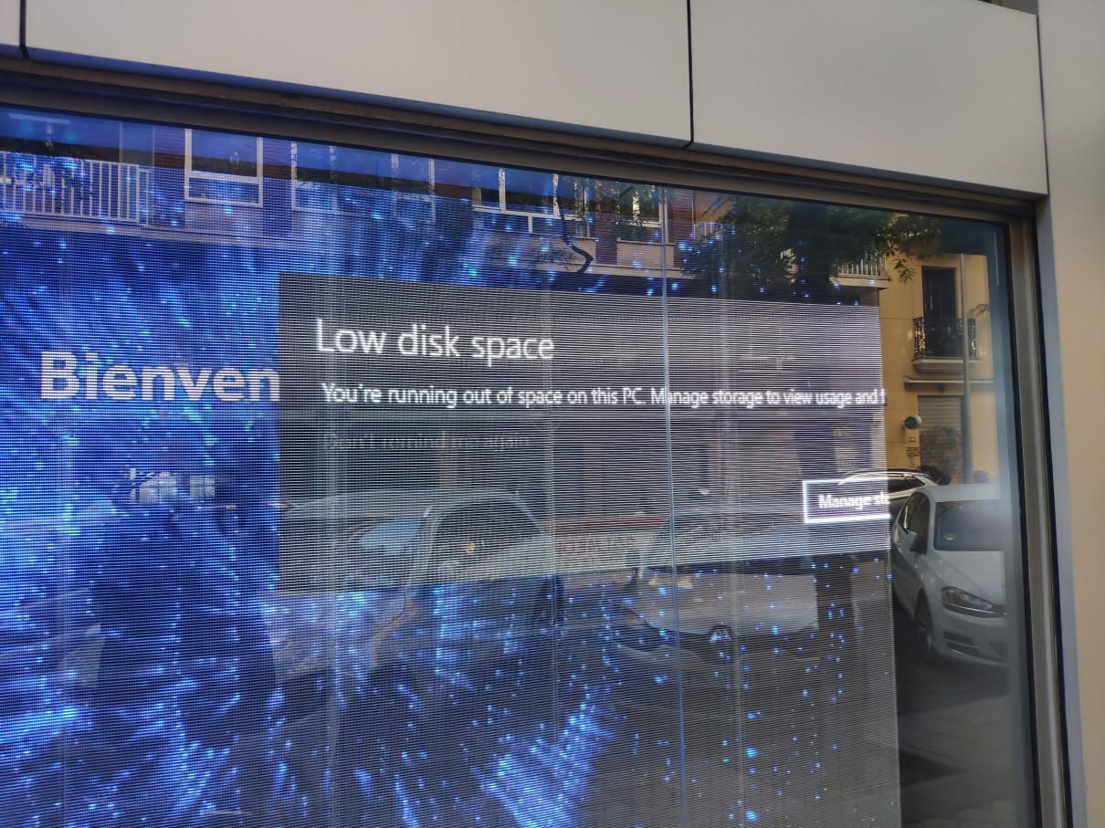 low disk space